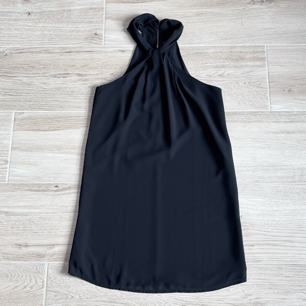 ANGL Black Halter Mini Midi Dress Black Small